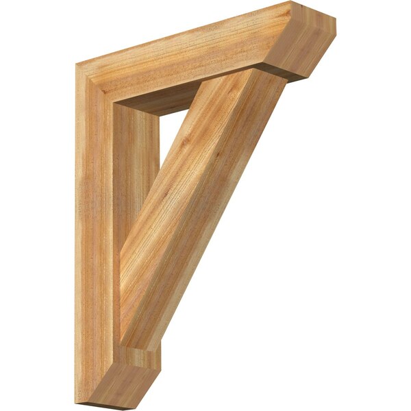 Ekena Millwork Traditional Slat Rough Sawn Bracket w/ Offset Brace, Western Red Cedar, 8"W x 32"D x 40"H BKT0806X32X40TRA06RWR - main